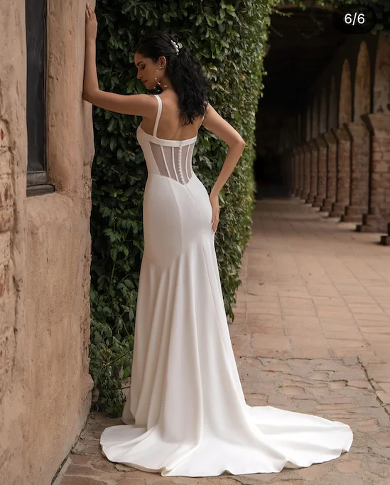 Robes de mariée en Satin sexy chérie Spaghetti sangle longueur de plancher élégant Satin dos nu superbes robes de mariée vestidos de nov