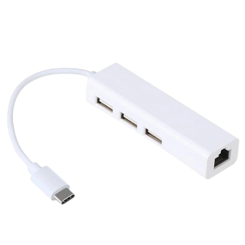 

Type C Ethernet Adapter Lan Port 3 Usb 2.0 Hub Otg Support Stable Network Interface For Cellphone Computer External