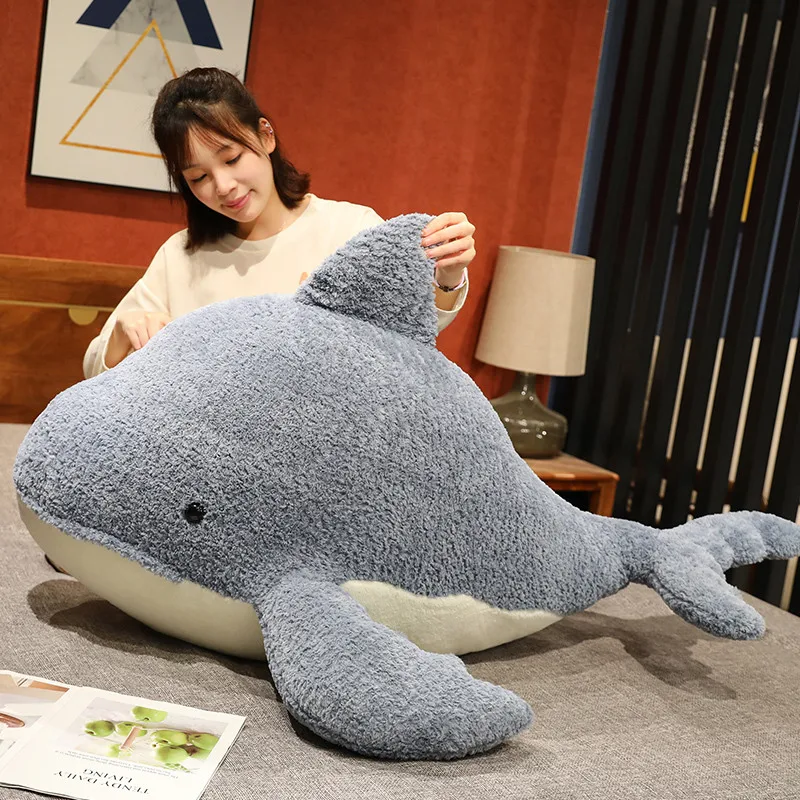 30-75cm Giant Kawaii Soft Dolphin Plush Toy Doll Stuffed Down Cotton Animal Nap Pillow Creative Kids Toy Birthday Gift for Girls