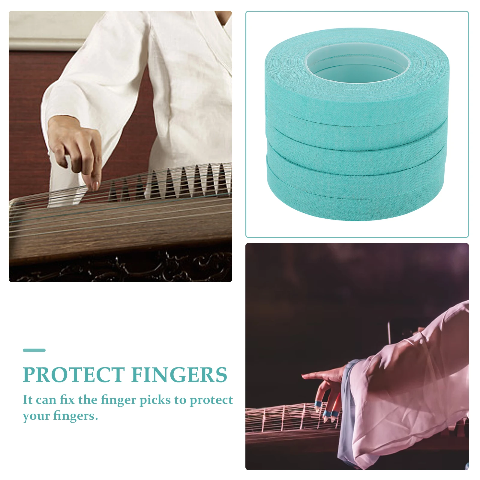 

5 Rolls Tape Pipa -resistant Finger Guzheng Jewelry Adhesive Portable Sky-blue Miss
