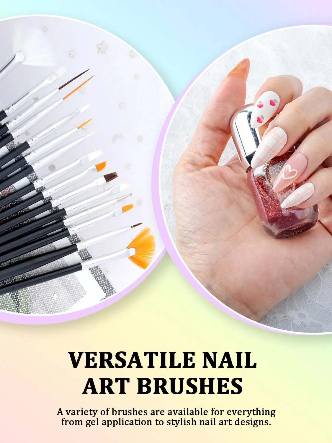 33PCS Pennelli per nail art Set Strumenti per nail art Strumenti per punteggiare le unghie a doppia estremità Pennelli per design delle unghie Penna per disegno delle unghie per il design delle unghie