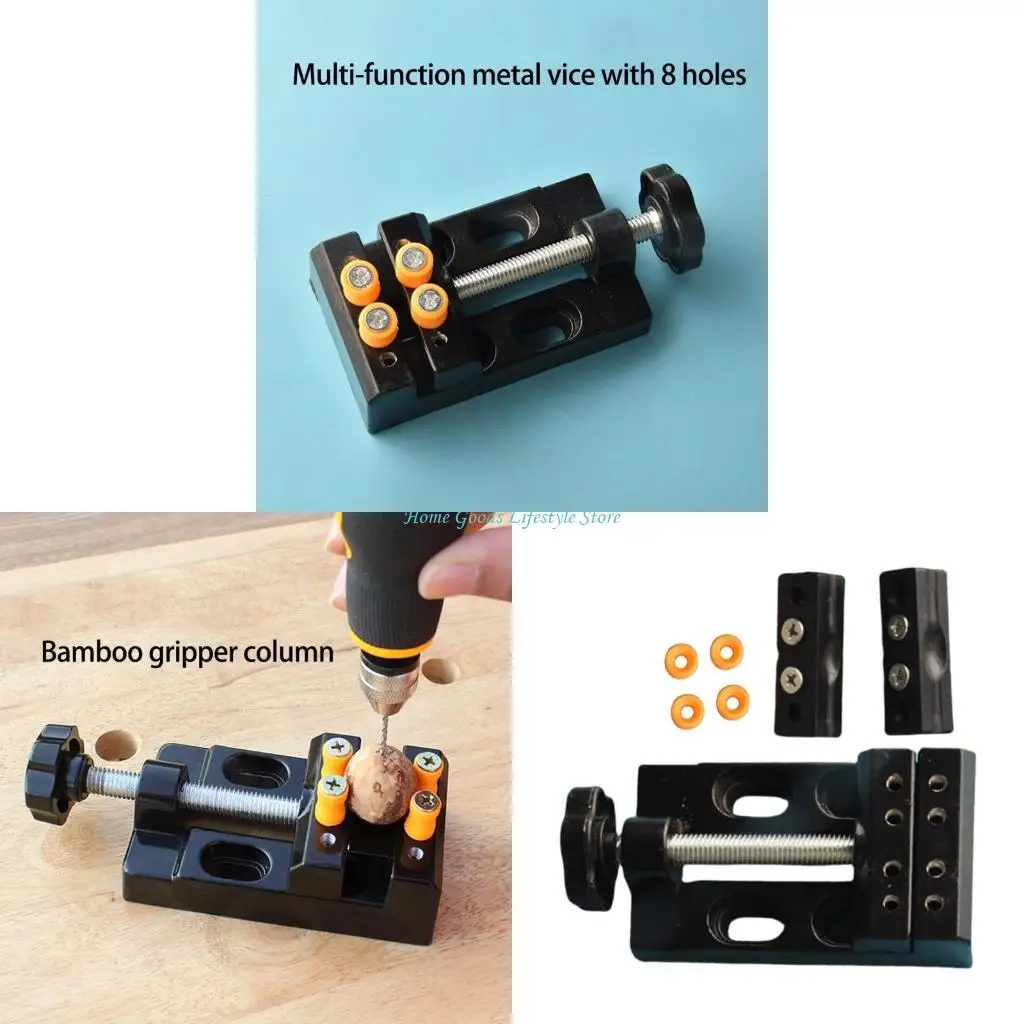 

E74E Multipurpose Mini Vise Clamp Aluminium Alloy Benches Vice Clamp Walnut Clip Jewellery Pliers Carving Fixed Tool Clamp