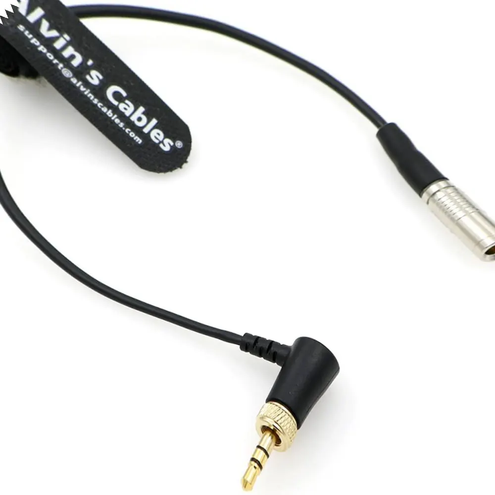 Alvin's Cables Timecode Cable for Canon R5C DIN 1.0/2.3 to Locking 3.5mm TRS 90 Degree Time Code Cord Compatible with Deity TC-1