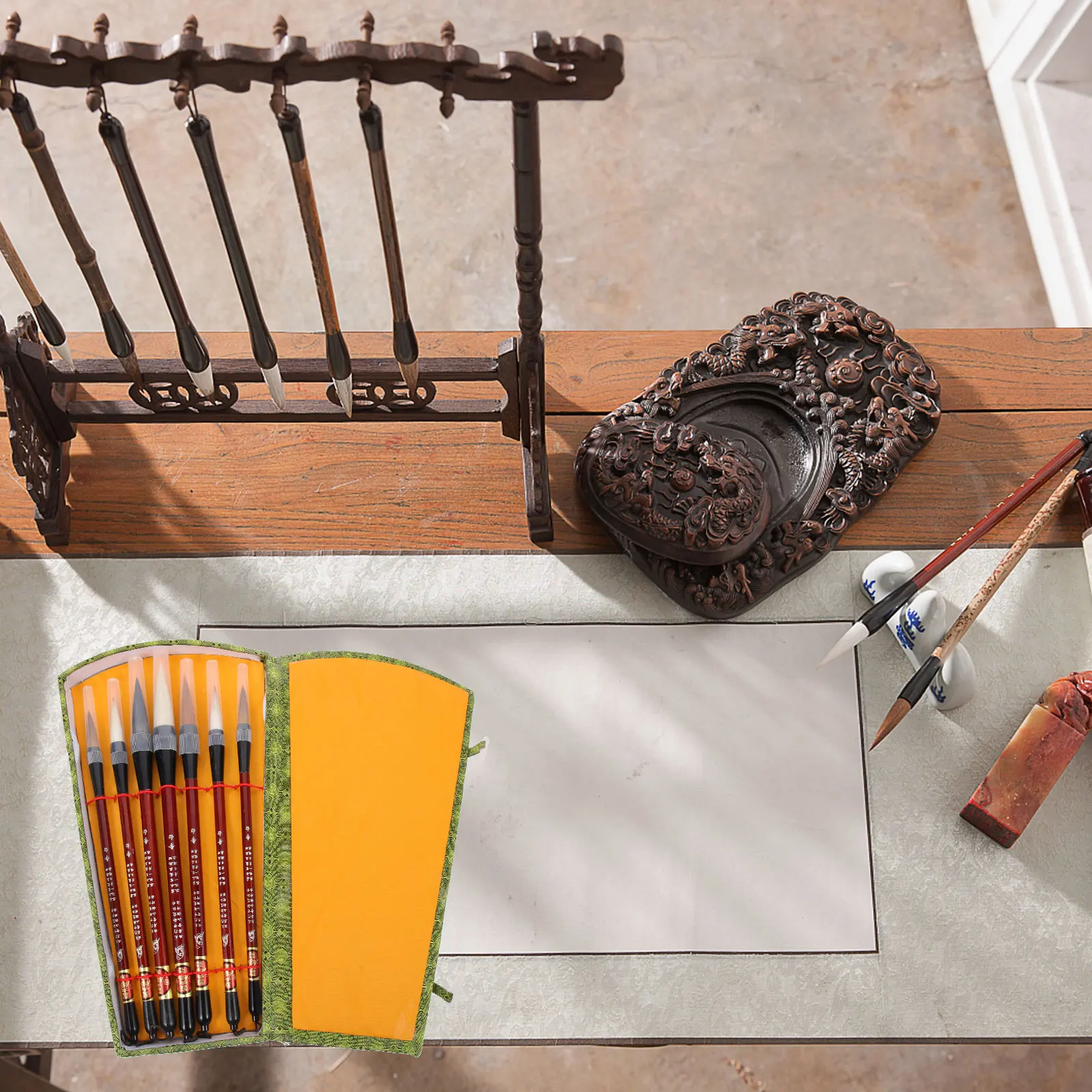 1 Zestaw chińskich pędzli do kaligrafii, pędzli do malowania akwarelami, przenośne narzędzie do rysowania dla początkujących, wielofunkcyjne do użytku domowego