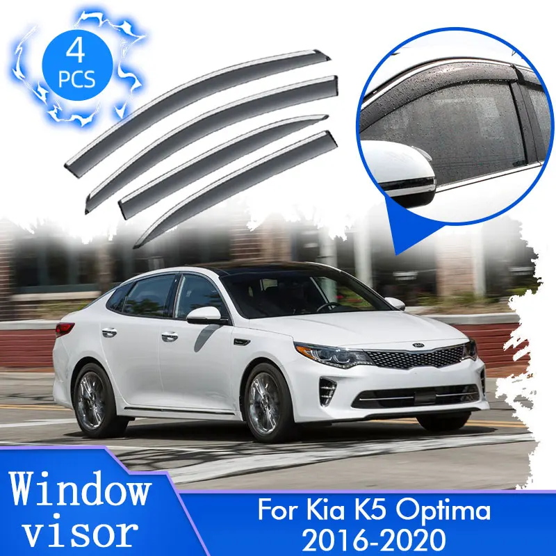 4x Window Visors For Kia K5 JF Optima 2016 2017 2018 2019 2020 Car Side Rain Sun Wind Shield Deflectors Guards Trim Accessories