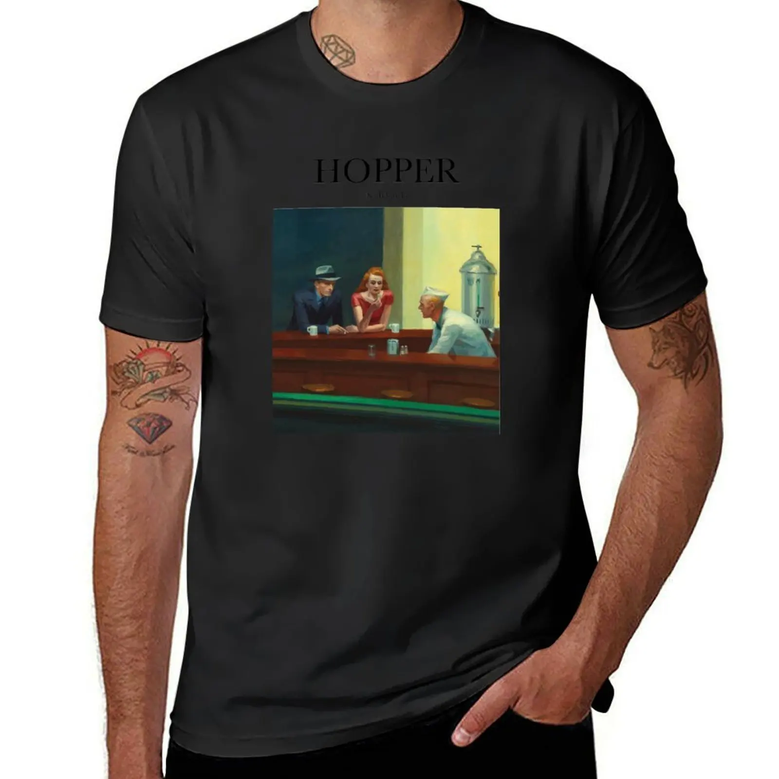 Hopper - Nighthawks T-Shirt boys whites aesthetic clothes plus sizes men clothings