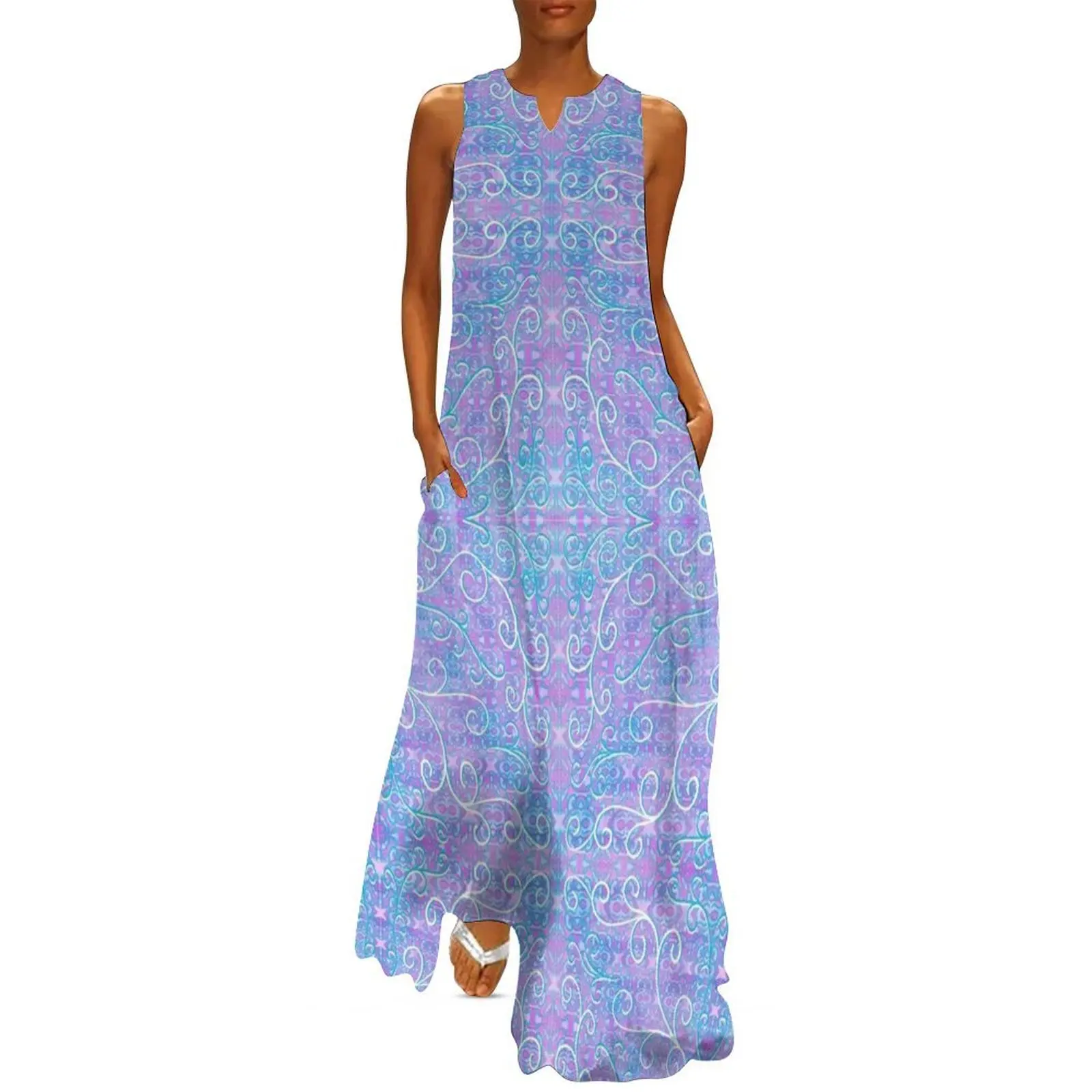

Flutter Blues Pattern Design Long Dress Female dress dresses for woman 2025 Bride dresses women's clothing trend 2025