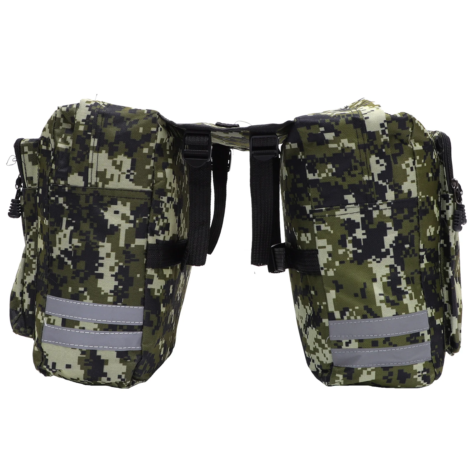 Waterproof Camo Canvas Rear Seat Bag 2 Water Bottle Pockets Reflective For Mountain Bike Cycling Large Capacity Trunk