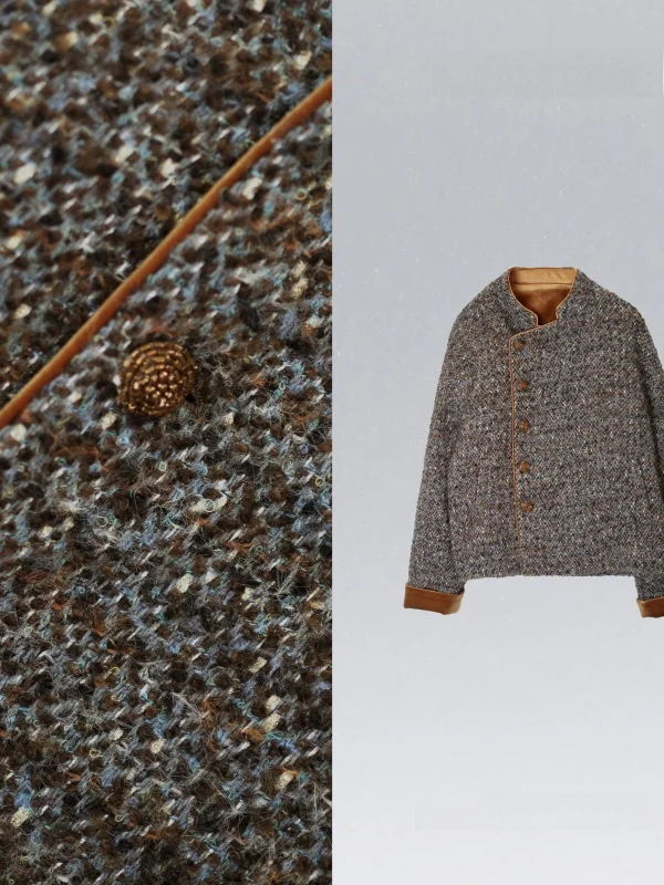 

Retro Luxury White Goose down Jaet 90% Filling Unique Design Thi Warm Coat with Hood Non-Removable for Winter Season