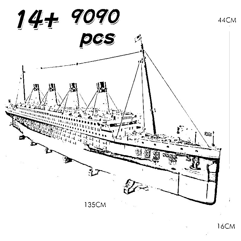 in stock Classic 9090pcs luxury cruise ship model building blocks home decoration assemble toys holiday gifts