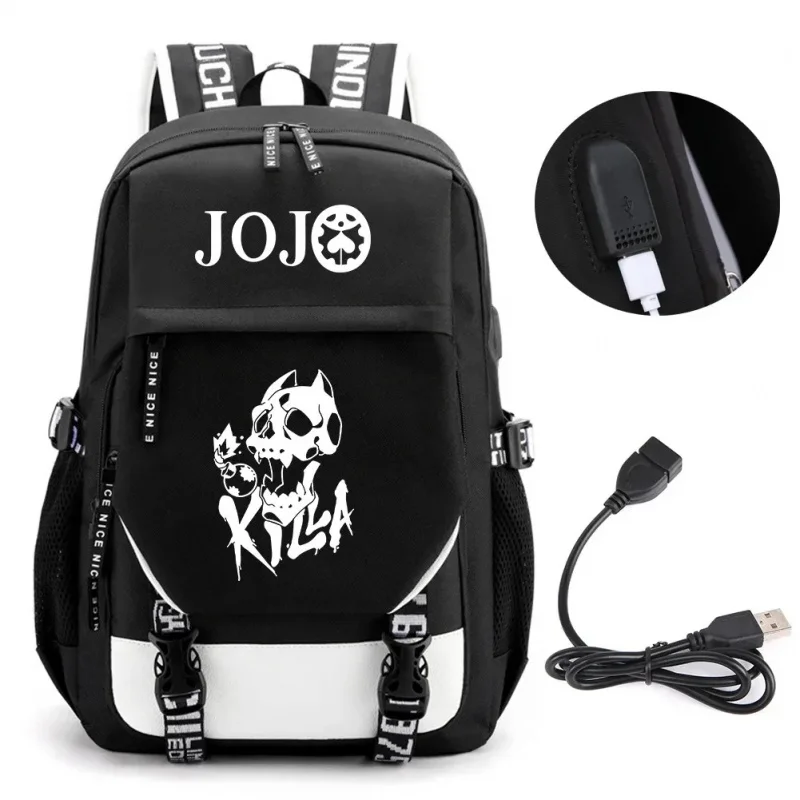 Anime JOJO Jonathan Joestar Golden Experience Backpack School Bookbag with USB Port Laptop Compartment for Boys Girls Travel Bag