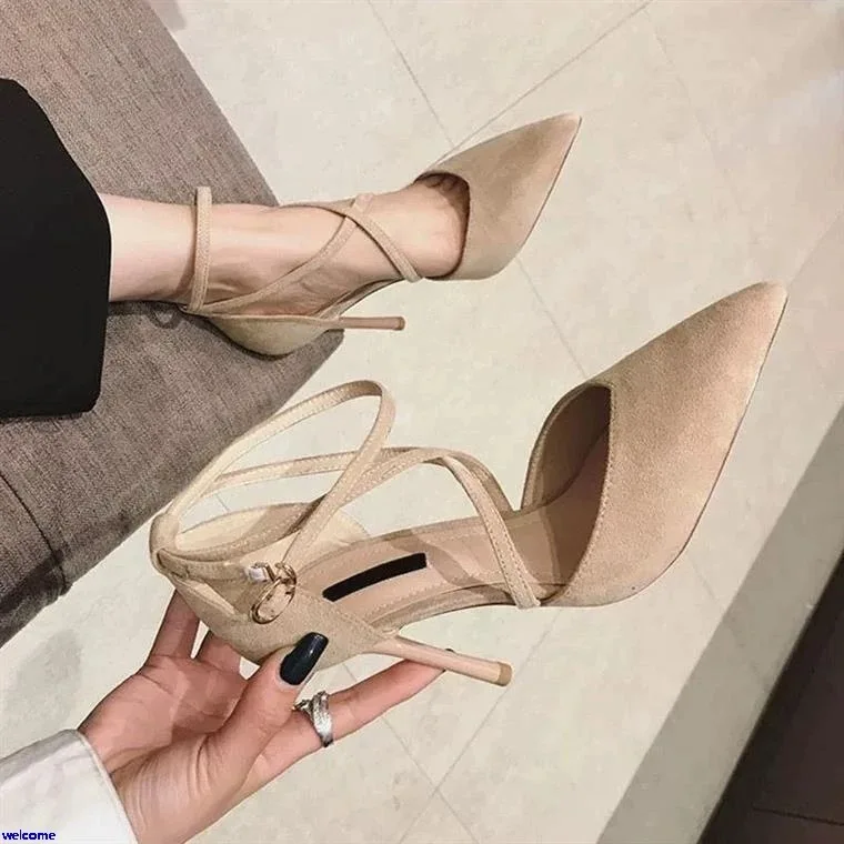 Fine Heeled Shoes All-Match Branded Pumps Pointed Wedge Hollow 2024 Lace-Up Basketball Platform Sexy Sandals Footwear Stiletto S