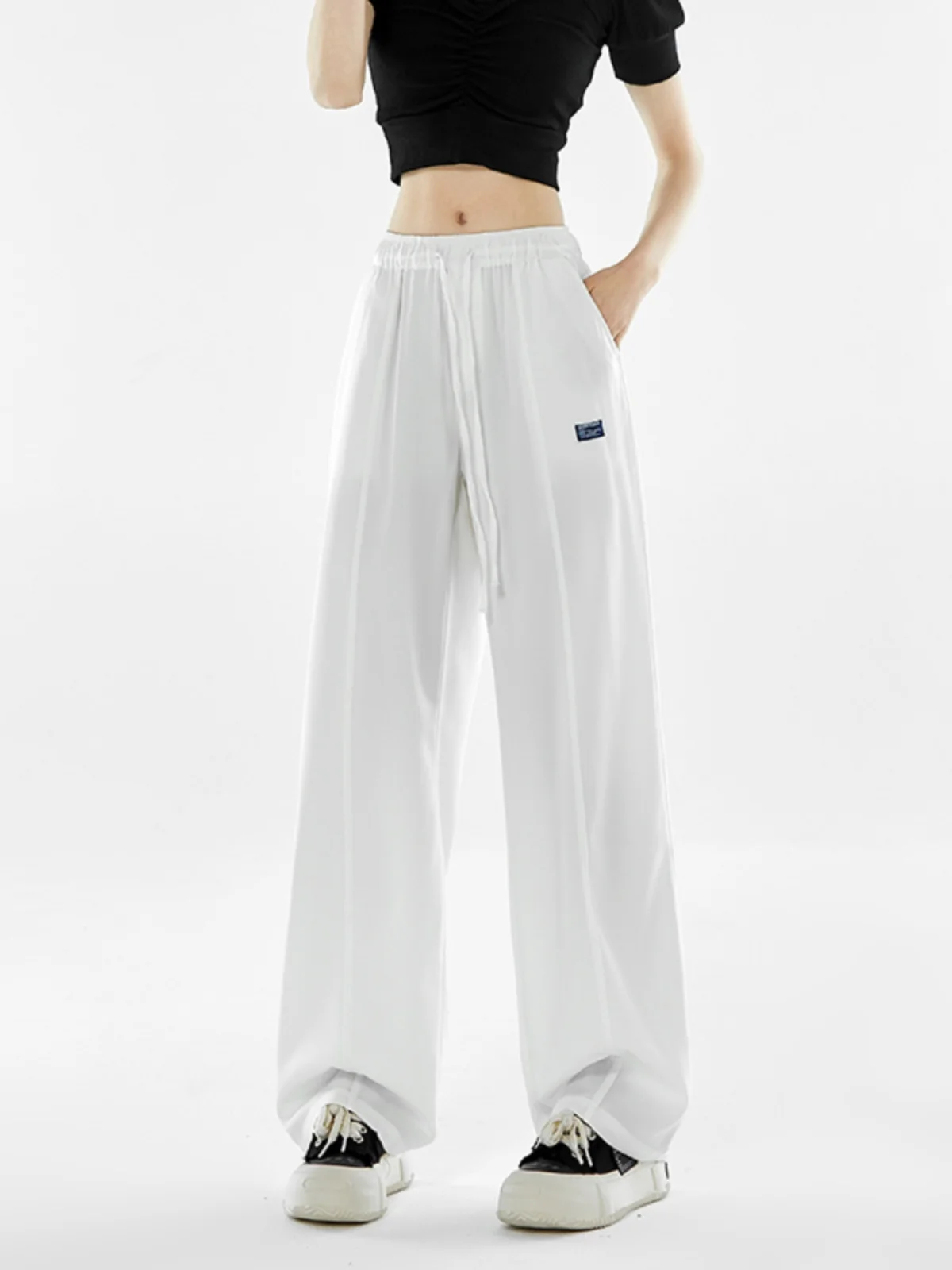 

Ice Silk Men's Summer Cool Breathable Air Conditioning Sports Pants Qui Dry Loose Straight Leg Casual Long Trousers