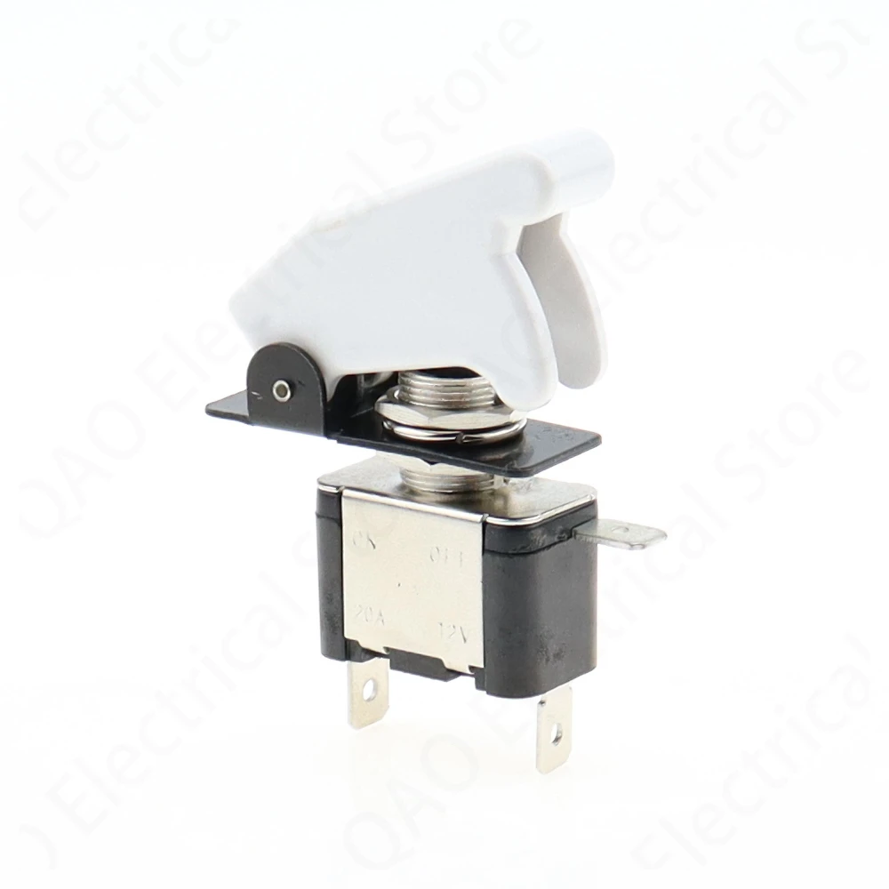 Auto Car Boat Truck Illuminated Led Toggle Switch With Safety Aircraft Flip Up Cover Guard White 12V20A