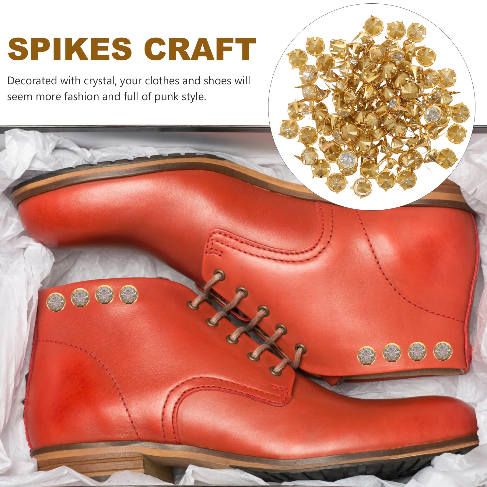 

100pcs Crystal Rivets Decorative Diy Bag Shoes Jacket Punk Style Metal Studs Set Craft Accessories Repair Kit