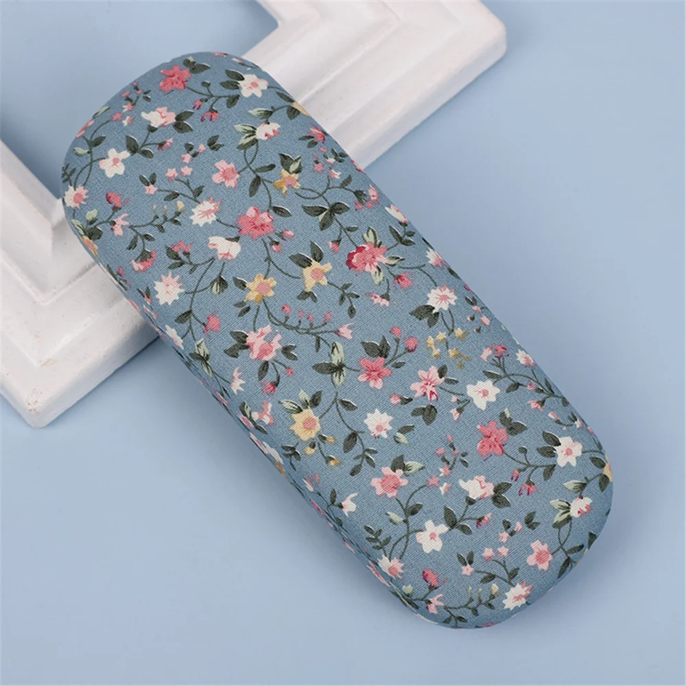 Retro Floral Glasses Case Flower Printed Cloth Reading Glasses Box Hard Eyewear Protector Women Optical Glasses Storage Case