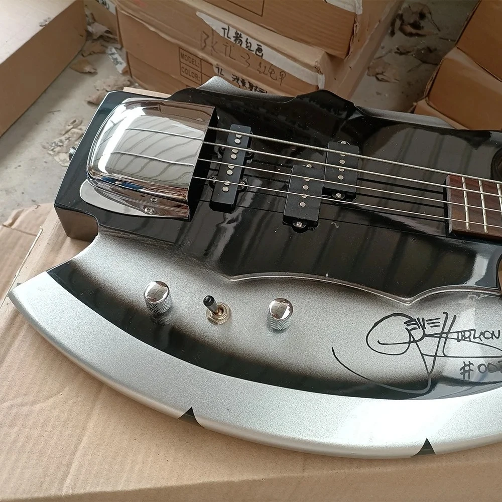 Performance 4 Strings Black Axe Bass Guitar with Signature Rosewood Fretboard