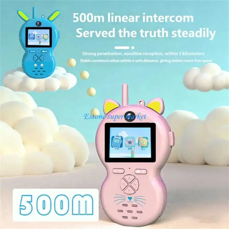 090B لعبة كاميرا فيديو للأطفال للاتصال الداخلي مع التقاط الصور على شكل كرتوني لعبة جهاز الاتصال اللاسلكي للأنشطة الترفيهية في #4