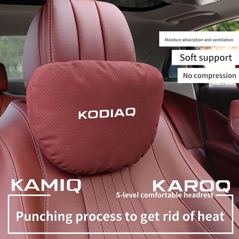 Car Interior 5-Color Selectable Headrest For Skoda Kamiq Karoq Kodiaq Auto Headrest Neck Support Lumbar Cushion Soft Neck Pillow