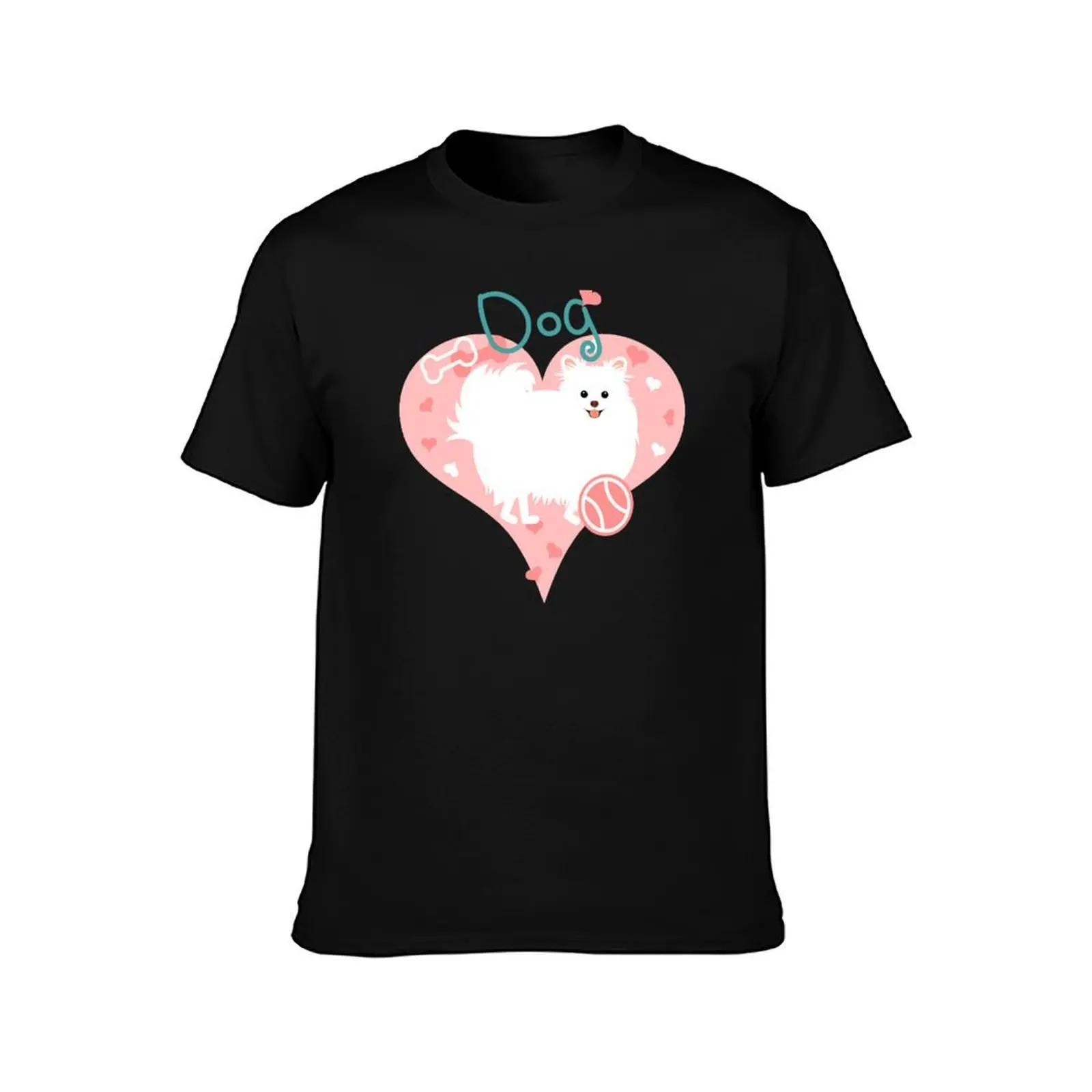 Love Pomeranian Dog T-Shirt, Summer Casual Cotton Tee, Oversized Streetwear Tops, Vintage Graphic Print, Loose Fit Short Sleeve