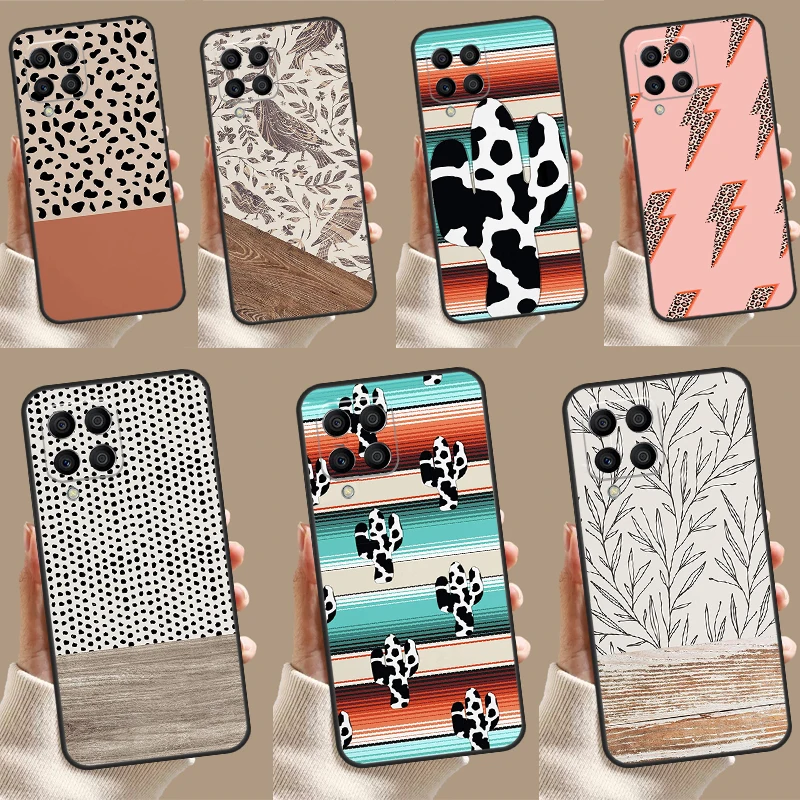 Boho Botanical Leaf Cow Cactus For Samsung Galaxy M54 M34 M14 M12 M32 M52 M53 M33 M13 M20 M21 M51 M15 M55 M31s M30s Case