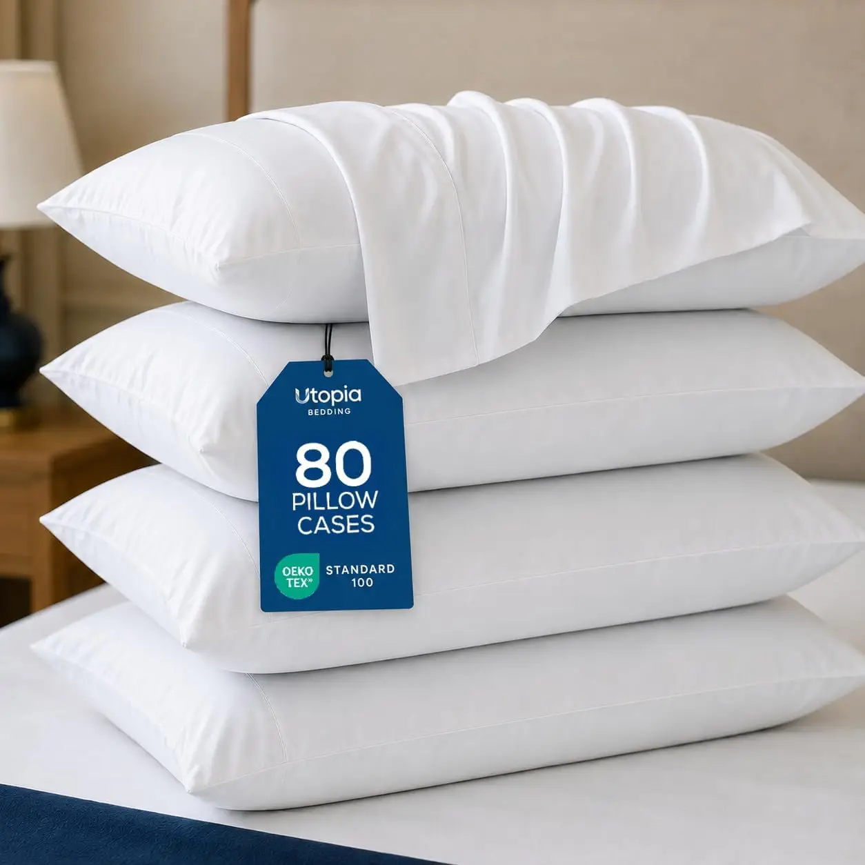 Bulk 80-Pack Hotel & Commercial Queen Pillow Cases, 20