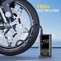 150PSI Portable Air Compressor for Motorcycle/Car/Bike Tires, Emergency LED Light, Fast Auto Pump, Cordless, Auto Shut-Off