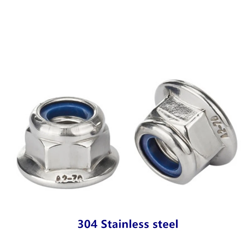 M3 M4 M5 M6 M8 M10 M12 Black Carbon 304 Stainless Steel A2-70 Hex Flange Nylon Insert Lock Nut Self-locking Nylock Locknut