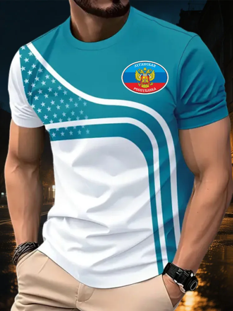 Russian National Emblem Stripe 3D Print T-Shirts Men Women Casual Short Sleeve T Shirt Top Y2K Street Harajuku Tees Man Clothing