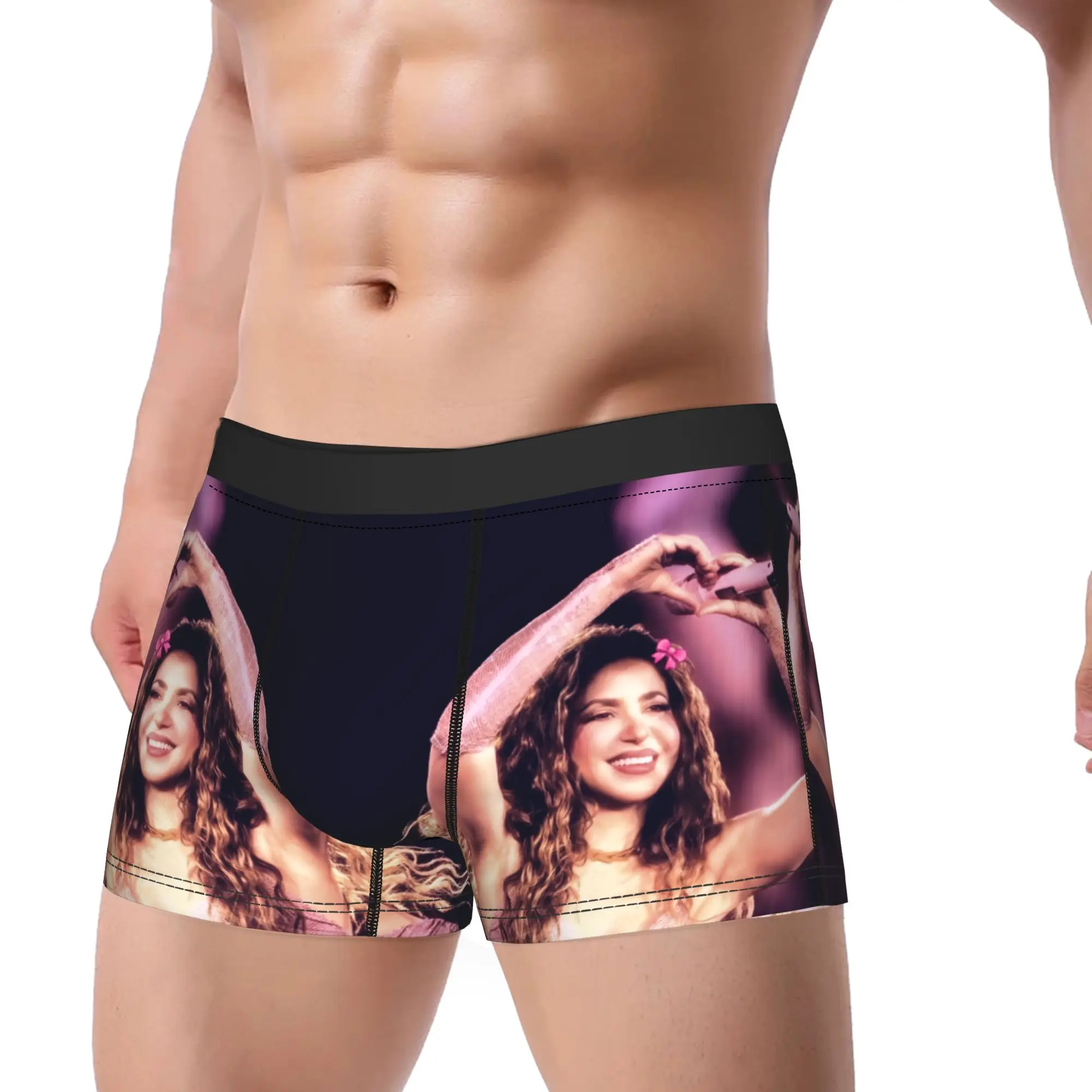 Men's Shakira Colombian Singer Underwear  Novelty Boxer Briefs Shorts Panties Male Soft Underpants Plus Size