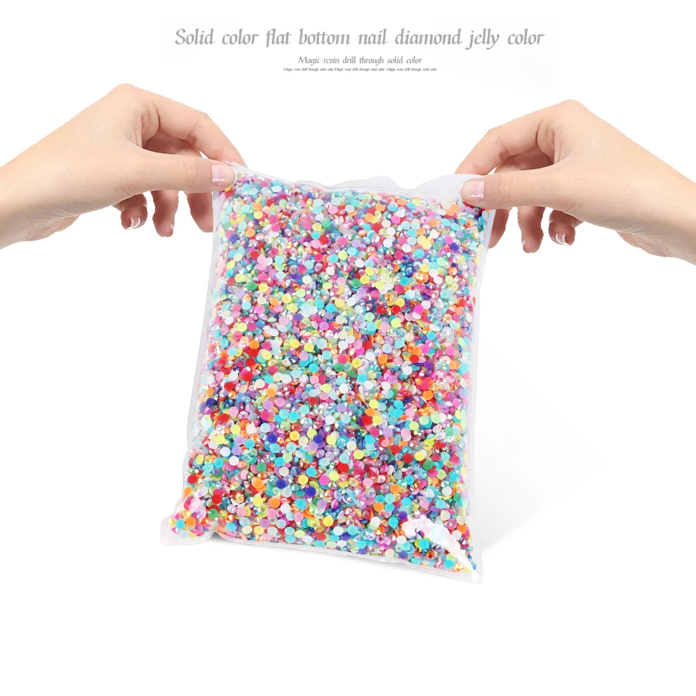 Großhandel Bulk Resin Jelly Color Ab Transparent Ab 2mm,3mm,4mm,5mm,6mm Facetten Flatback Nail Art Kleidungsstück Dekoration – Detail 3