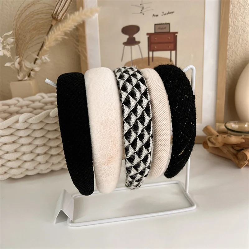 Korea Winter Warm Woolen Sponge Hairband Padded Fashion Hair Accessories for Women Girl Solid Color Headband Hair Hoop Headwear