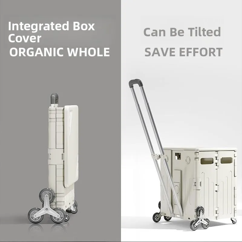 Portable Lightweight Shopping Cart Easy to Pull Upstairs Vegetable Buying Cart Stacking Design Compact Household Storage Utility
