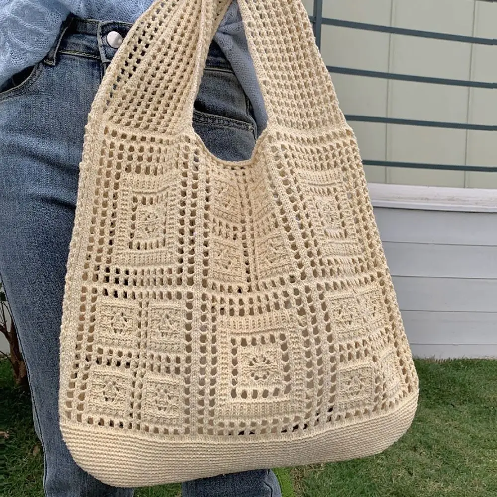 Sacs à main creux de grande capacité pour femmes, sac au crochet, sacs initiés, fourre-tout de shopping