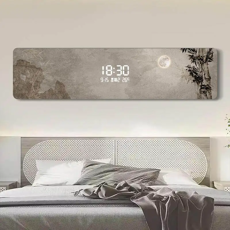 White Night Light Wall Clock Fashion Upgrade Cute Modern Bedroom Digital Clock Living Room Orologio Da Parete Home Decor Items