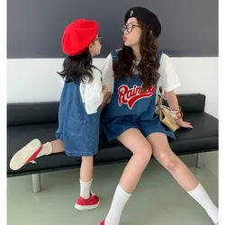 Mother And Daughter Jumpsuit Summer Fashion Women's Jeans Pants Parent-Child Matching Denim Clothes Outfits Girls Denim Overalls