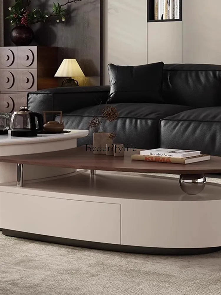 *طاولة قهوة حديثة وبسيطة من خشب الجوز، شقة منزلية صغيرة، غرفة معيشة، طاولة شاي كونغ فو فاخرة متعددة الوظائف #2