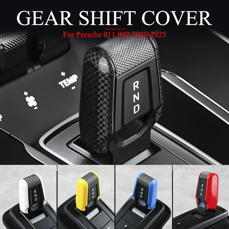 

Car Rear Carbon Fibre Shift Lever Knob Trim Cover For Porsche 911 992 2020-2025 Replacement Modified Accessories