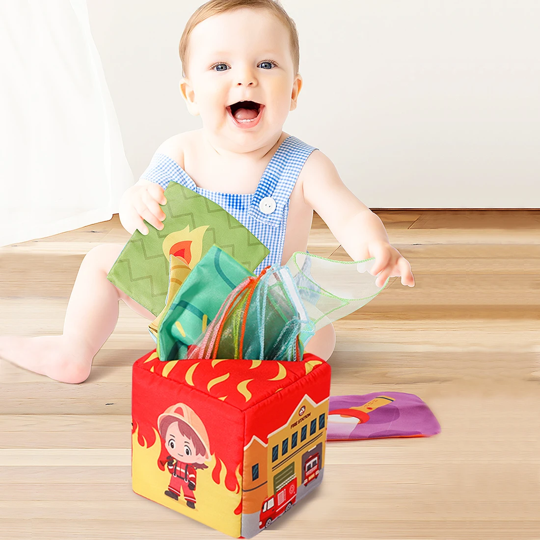 Brinquedos infantis para desenho de papel, quebra-cabeça para educação infantil, papel resistente a rasgos, caixa de toalha, exercício do dedo do bebê, 0-1 anos