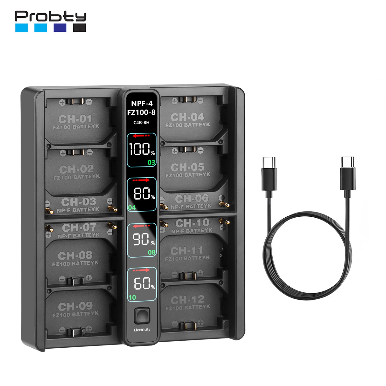 

Быстрое зарядное устройство Probty PD100W для аккумуляторов Sony NP-F960, NP-F970, NP-FZ100, NP-F550, NP-F750