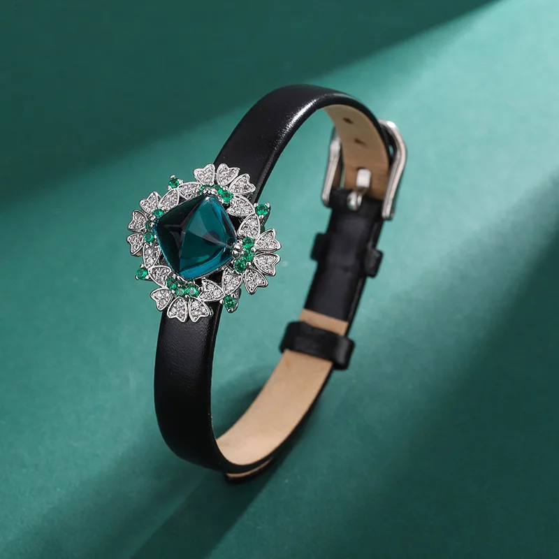 Luxury Crystal Square Bracelet Women Jewelry Set Temperament Stone Wrist Strap Bracelet For Lady Hand Accessories