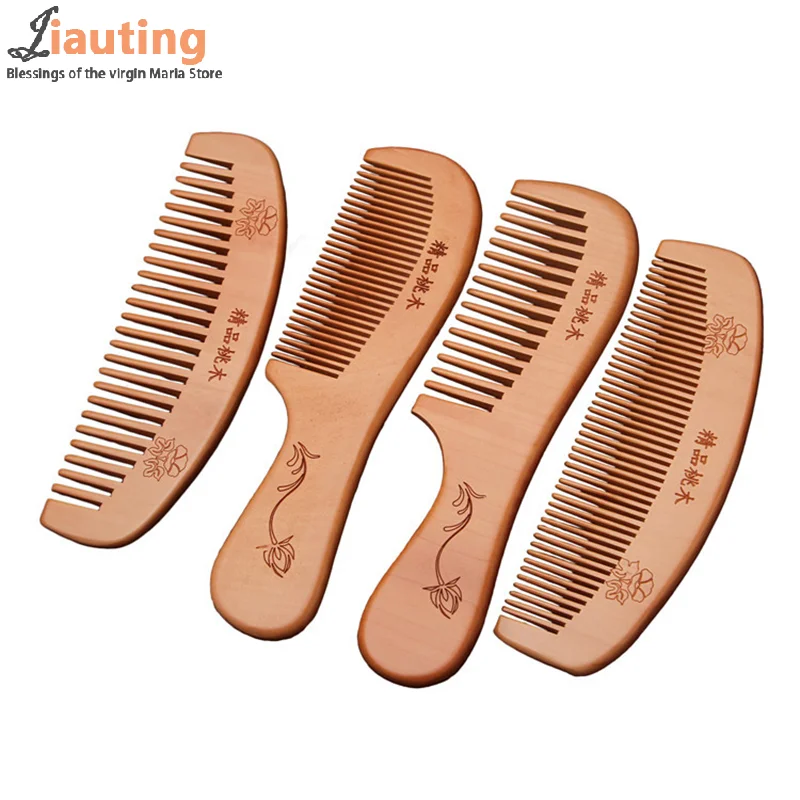 

Natural Peach Wood Hair Comb Close Teeth Anti-static Head Massage Hair Care Wooden Tools Beauty Accessories Расческа Для Волос