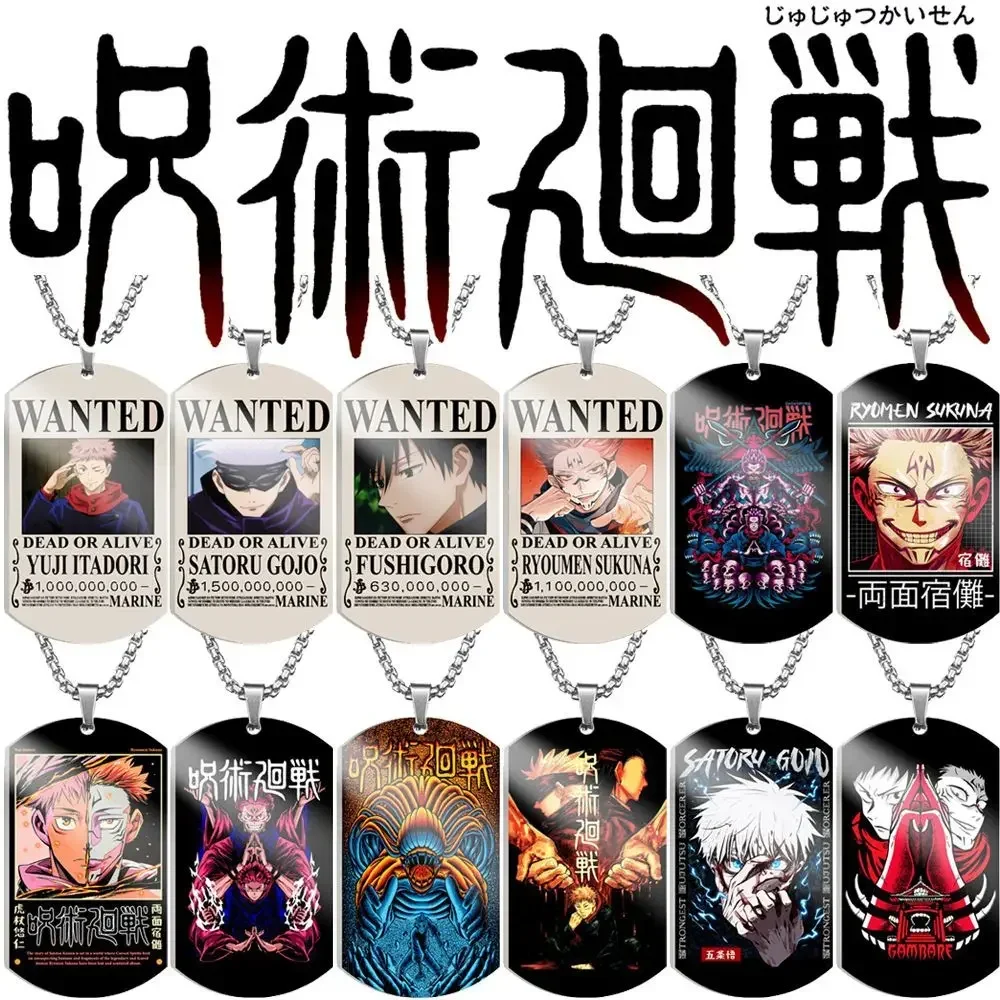 

Anime Jujutsu Necklace Yuji Itadori Gojo Satoru Ryomen Sukuna Stainless Steel Pendant Necklace Comic Jewelry for Men & Women