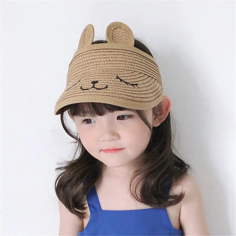 Summer Empty Top Lovely Sun Hat Kids Straw Hat Wide Brim Visor Cap