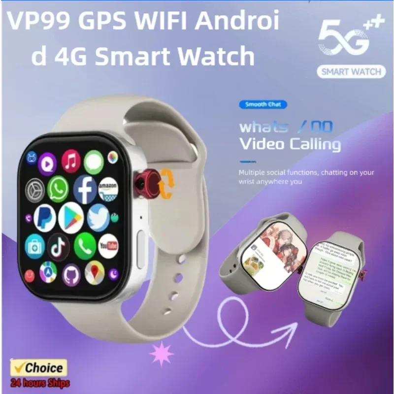 

Умные часы VP99 4G LTE Android Смарт-часы с экраном Amoled 2,29 дюйма и 180° ° вращающаяся камера Global Talk GPS WIFI слот для SIM-карты
