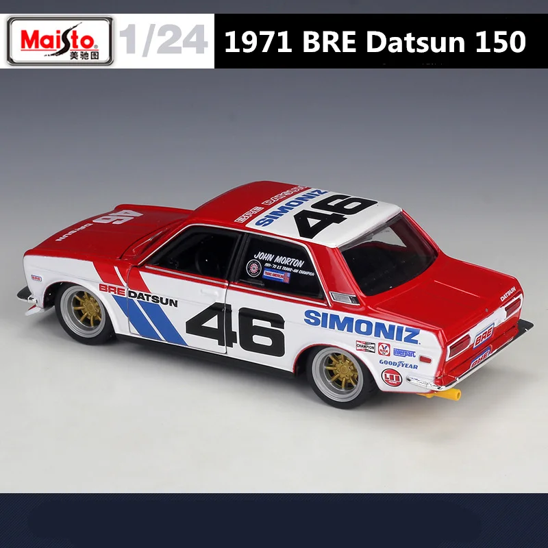 Maisto 1:24 1971 Bre Datsun 510 Legering Raceauto Model Diecasts Metalen Sportwagen Model Simulatie Collectie Kinderen Speelgoed Geschenken