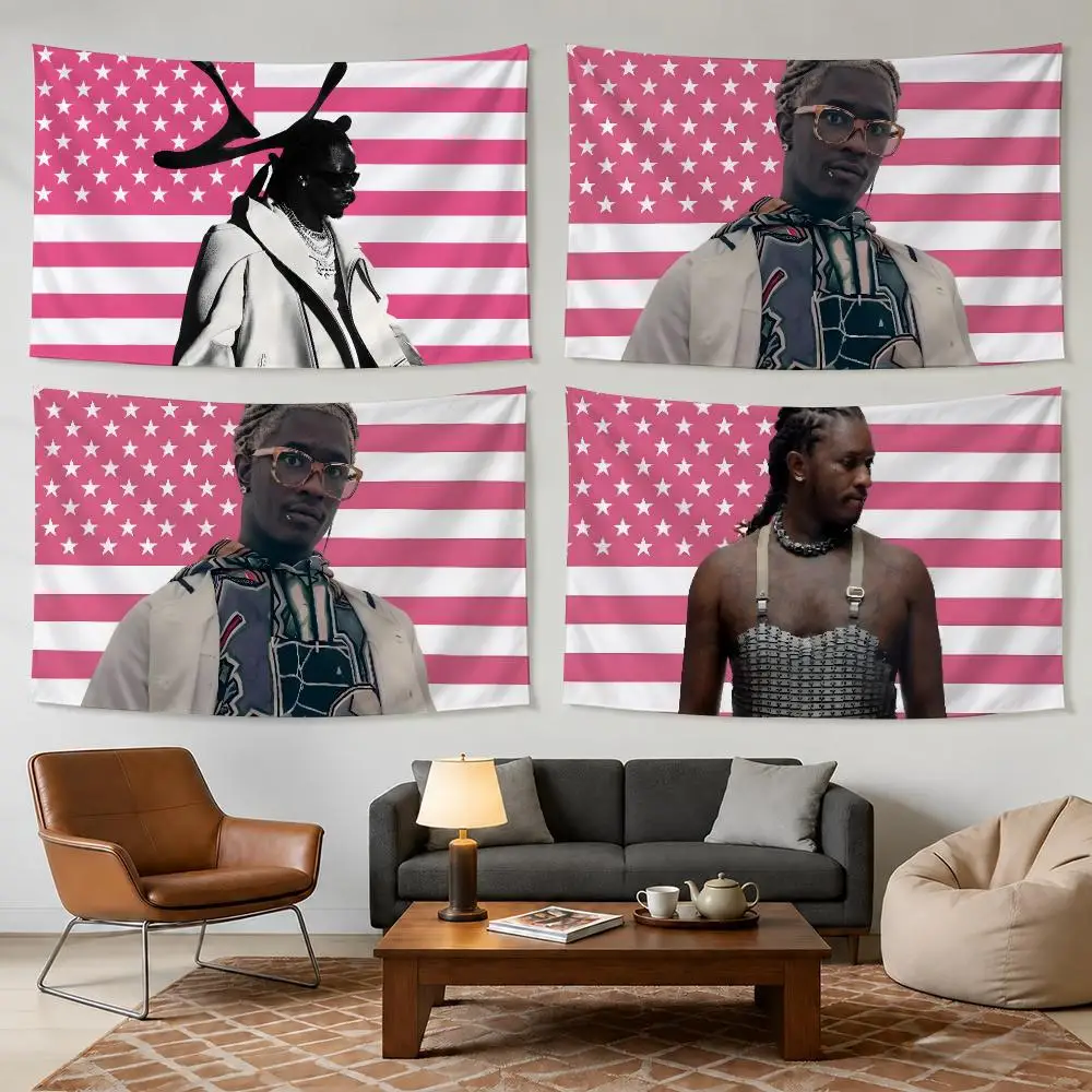 Singer Y-Young Thug Tapestry Outdoor Parties Bedrooms Living Rooms Dorm Rooms Wall Decor Banners Gifts