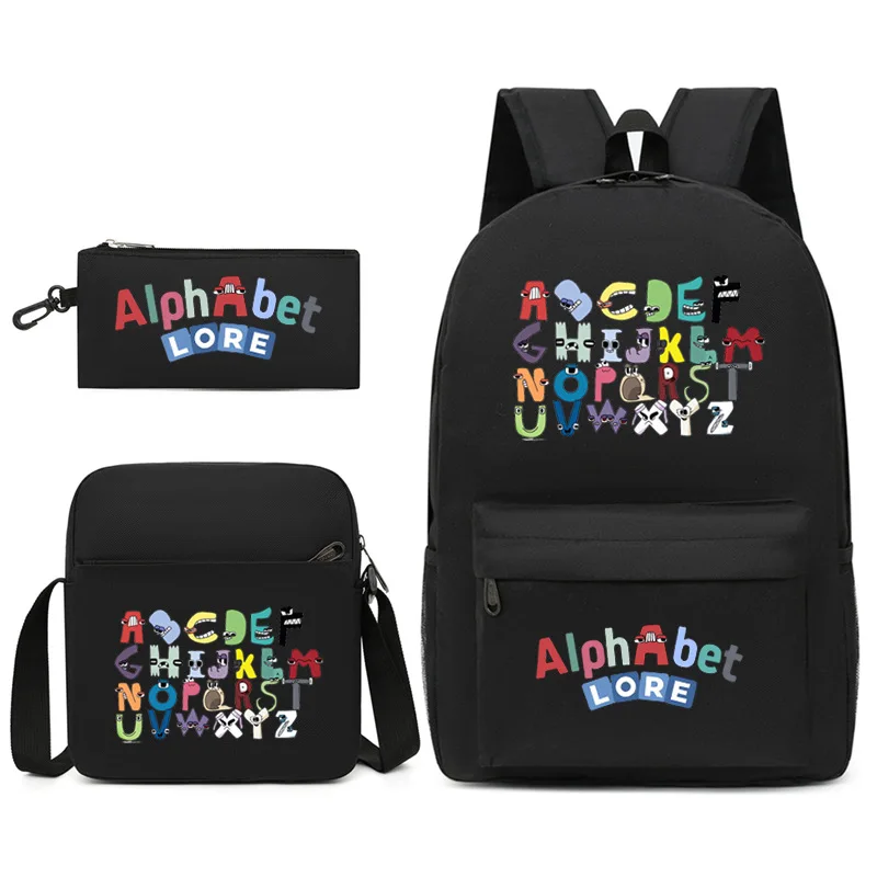 Game Peripherals Alphabet Lore Letter Legend Three-piece School Bag Student Backpack Backpack Pen Bag  Cartoon School Bag