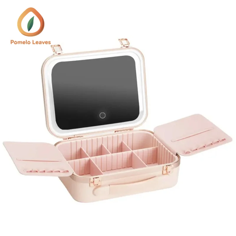 

Чехол для макияжа с зеркалом Большой вместительный дорожный чехол для макияжа с светодиодным зеркалом Чехол для хранения