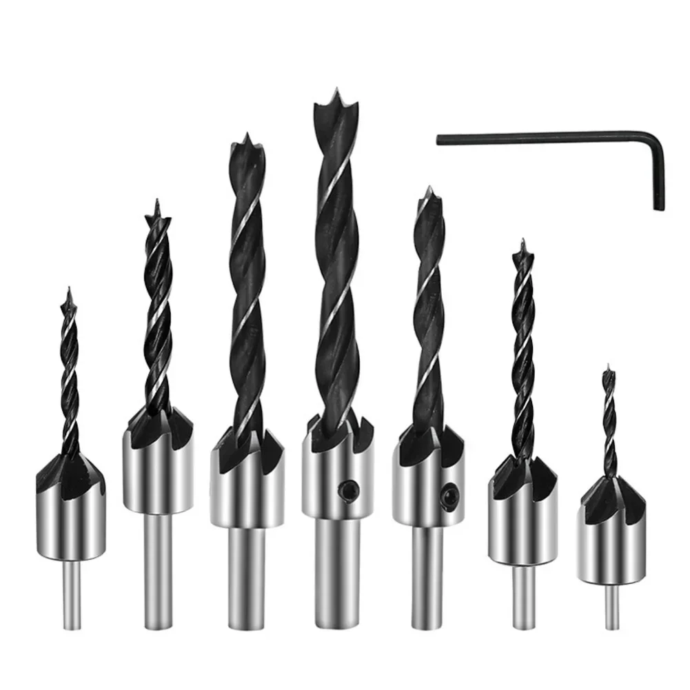 

7Pcs Three Point Woodworking Drill With Wrench Wood Drill Bits Kit 3-10mm Drilling For Wood Reaming Power Tool Accessory